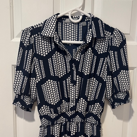 Women’s navy blue and white short sleeve maxi dress size XS NWT - Picture 2 of 11